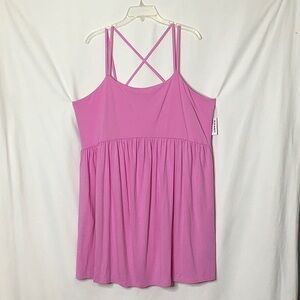 Old Navy Fit & Flare Strappy Pink Babydoll Mini Dress Size 2X